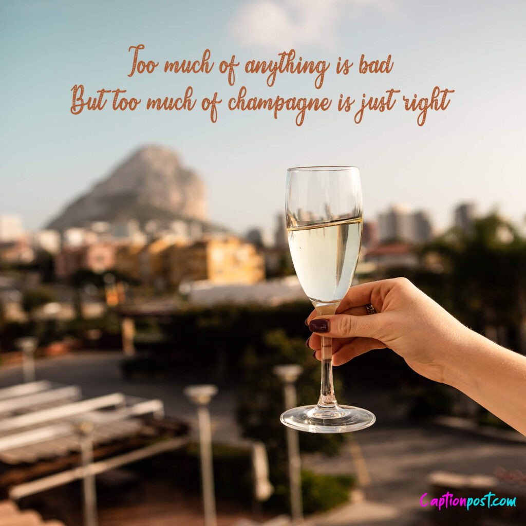 Too much of anything is bad, But too much of champagne is just right.