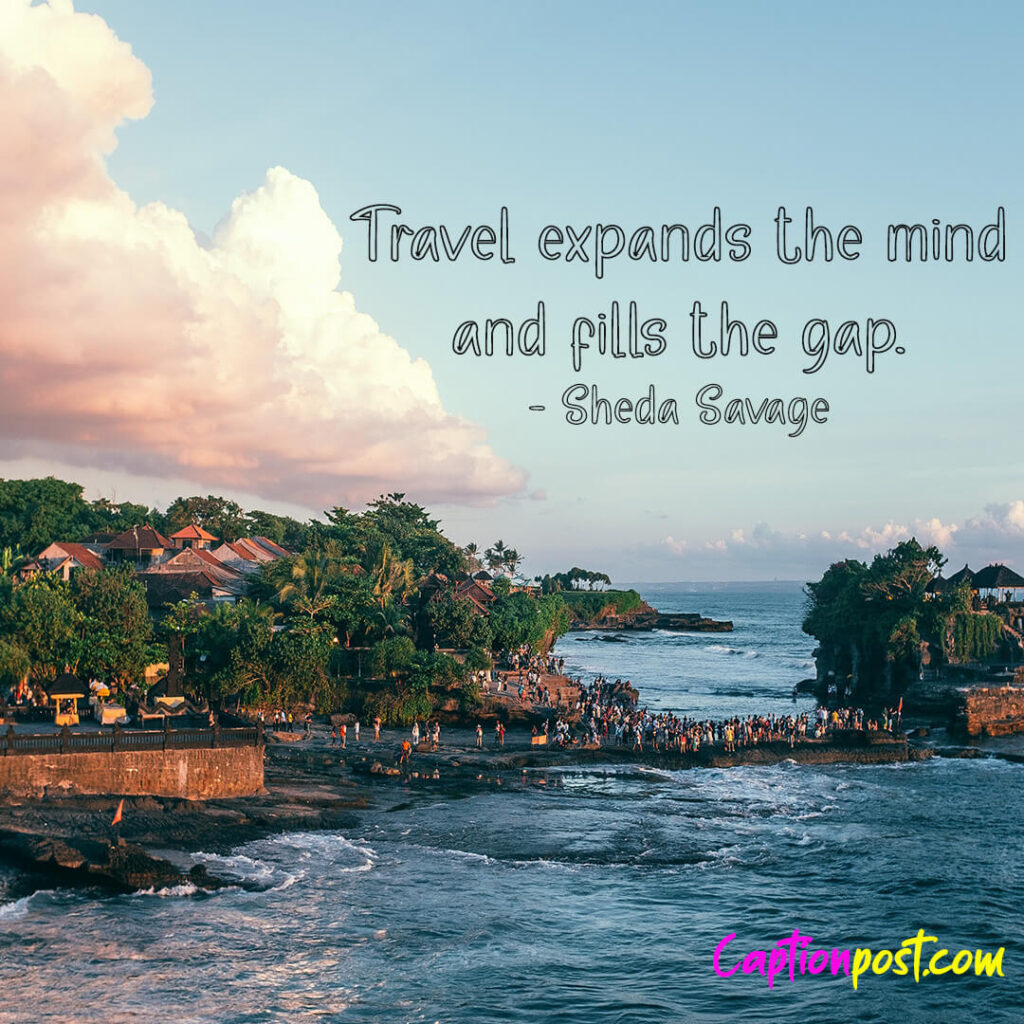 Travel expands the mind and fills the gap. - Sheda Savage