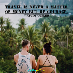 Romantic couple embracing in adventurous travel setting