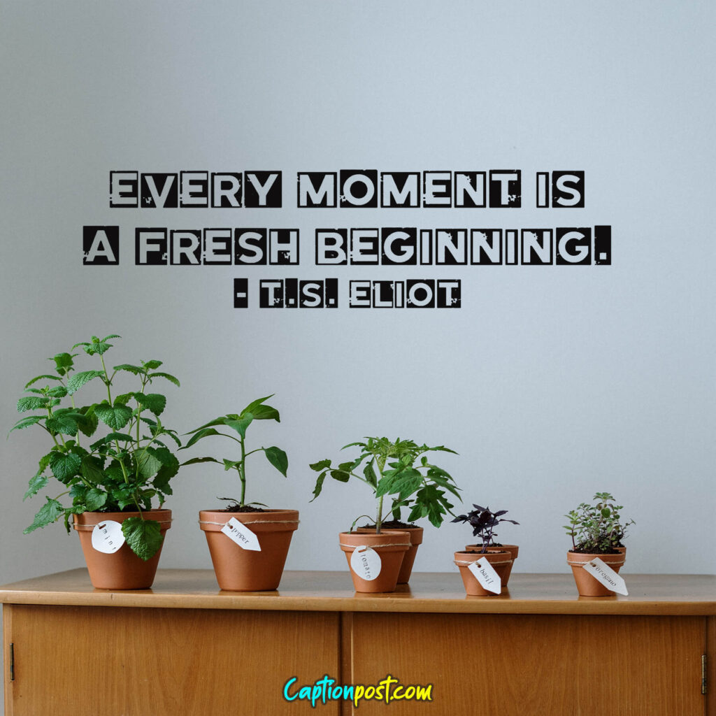 Every moment is a fresh beginning. - T.S. Eliot