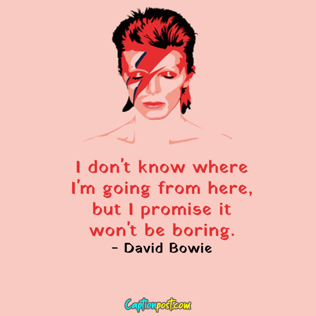I don't know where I'm going from here, but I promise it won't be boring. - David Bowie