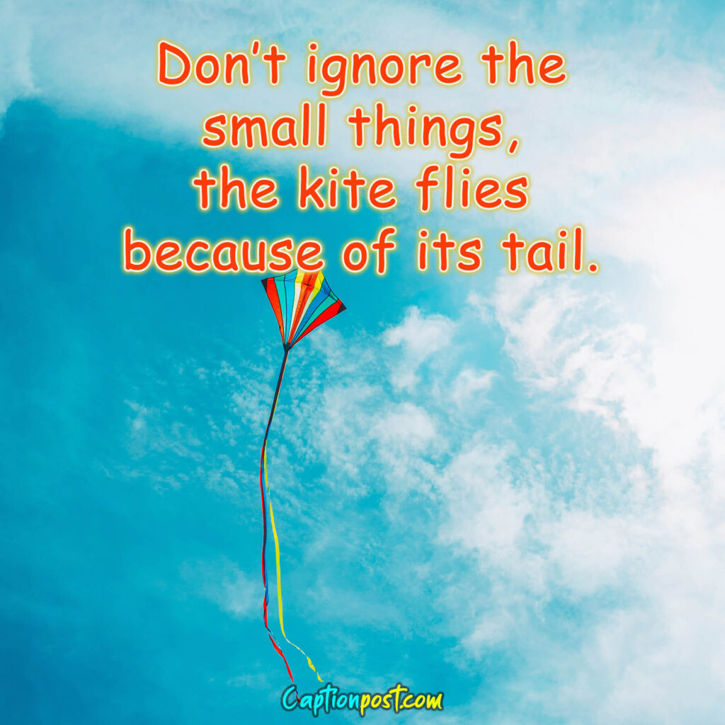 Don’t ignore the small things, the kite flies because of its tail.