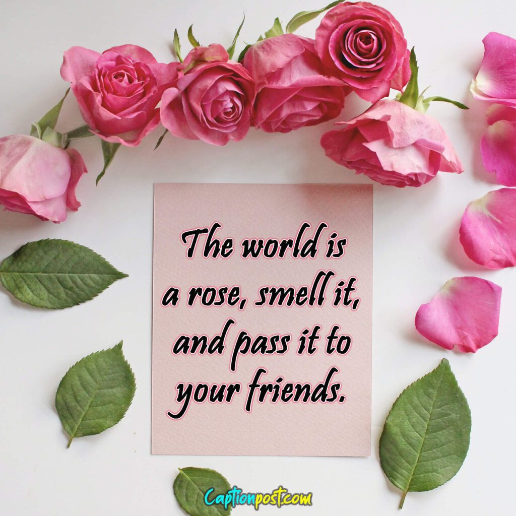 The world is a rose, smell it, and pass it to your friends.