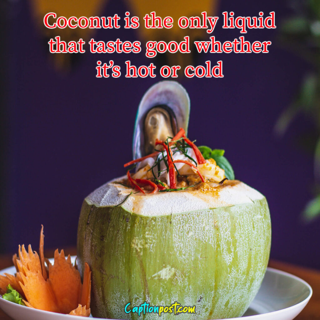Coconut is the only liquid that tastes good whether it’s hot or cold.